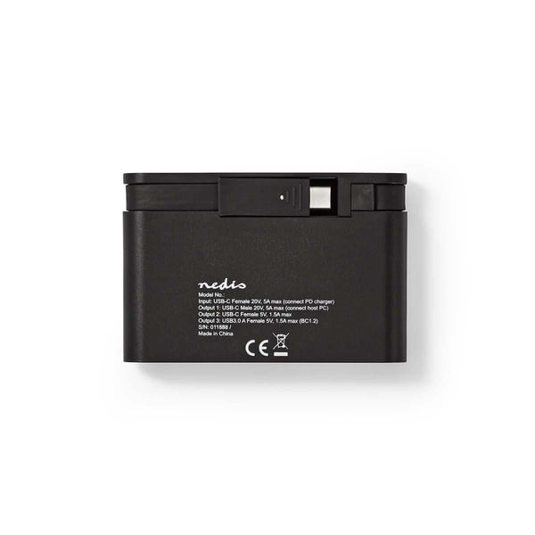 Nedis TCARF220BK - Hub - 1 x VGA + 1 x SuperSpeed USB + 1 x USB-C (strømlevering) - stasjonær