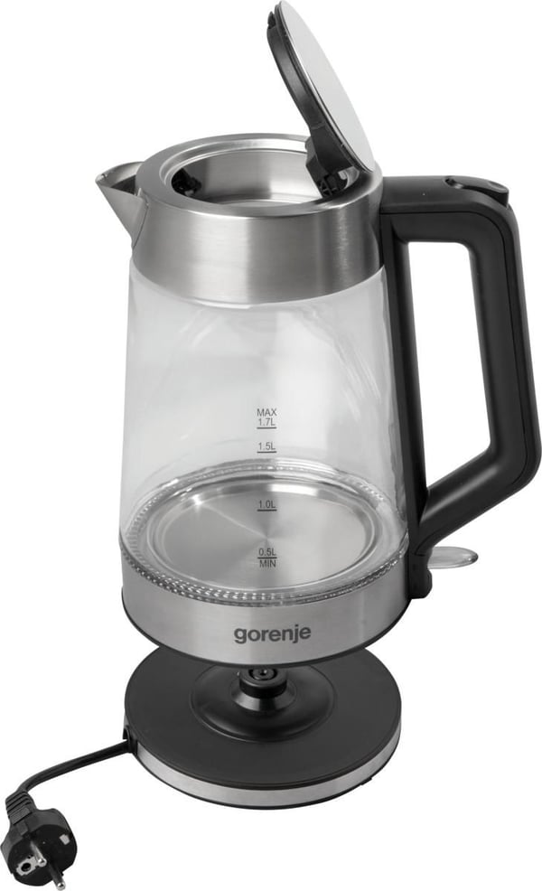 Gorenje K17GED, 1,7 l, 2200 W, Rustfritt stål, Glass, Vannivåindikator, Trådløs