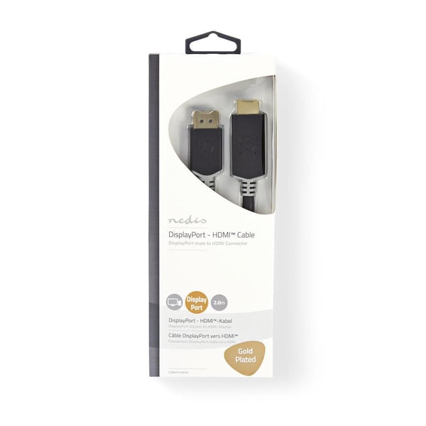 Nedis - Adapterkabel - DisplayPort hann til HDMI hann - 2 m - antrasitt - rund