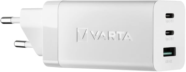 Varta - Strømadapter - 65 watt - 3.25 A - PD, QC 3.0 - 3 utgangskontakter (2 x USB-C, USB)