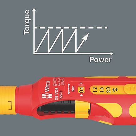 Wera 7508 momenttiruuvimeisseli 0,4-2,0 Nm VDE Kraftform Safe-Torque Speed