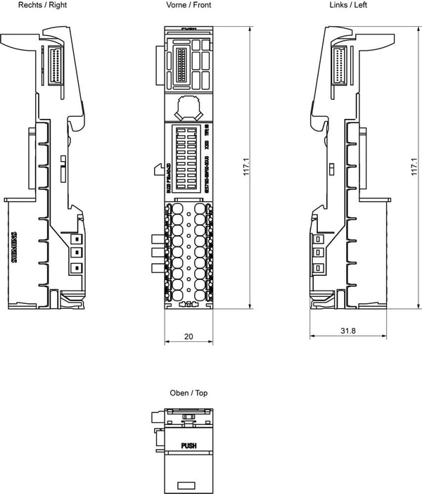 Siemens 6ES7193-6BP00-0DU0, 0, 120 V, 117 mm, 59 g, 125 mm, 42 mm, 34 mm