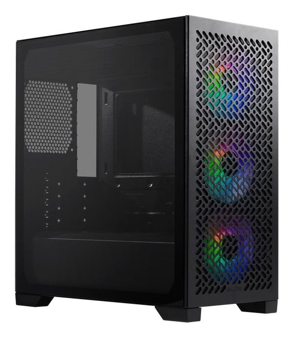 Cooler Master Elite 302 - MT - micro ATX - sidepanel med vindu (herdet glass) - ingen strømforsyning (ATX) - svart - USB/lyd