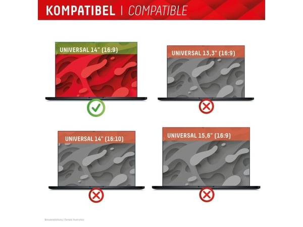 Displex 01991, 35,6 cm (14"), 16:9, Kannettava tietokone, Kehyksetön näytön yksityisyyssuodatin, 3H, Kiiltävä