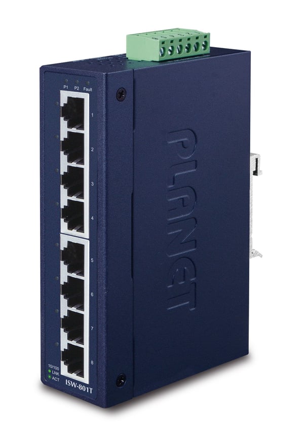 PLANET ISW-801T - Switch - 8 x 10/100 - DIN-skinnemonterbar
