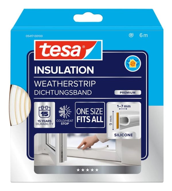 tesa tesamoll 05417-00100-01 tiivistenauha 6 m x 9 mm Premium Flexible valkoinen