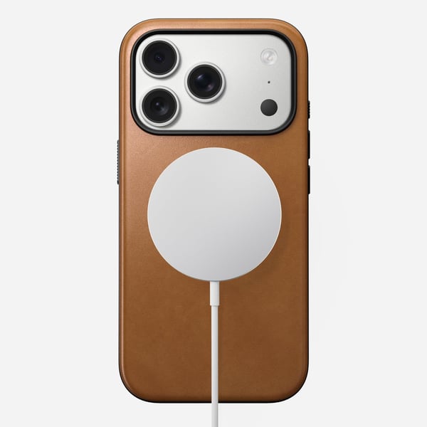 NOMAD Modern Leather Case - lærveske for iPhone 17 Pro kompatibel med MagSafe (engelsk tan-c)