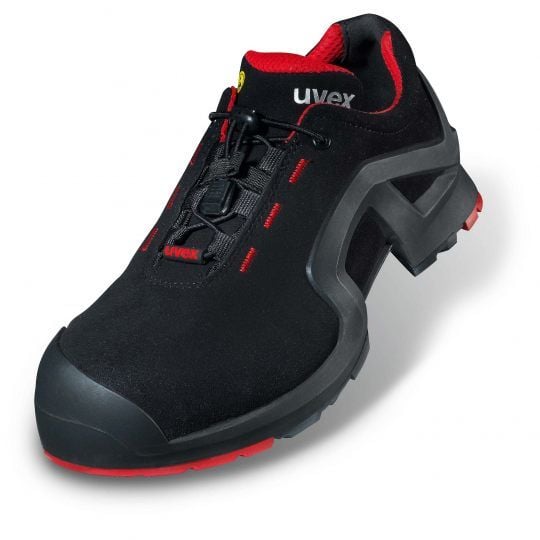 Uvex 85162, Unisex, Vuxen, Säkerhetsskor, Svart, Röd, ESD, S3, SRC, Snabb-skosnören