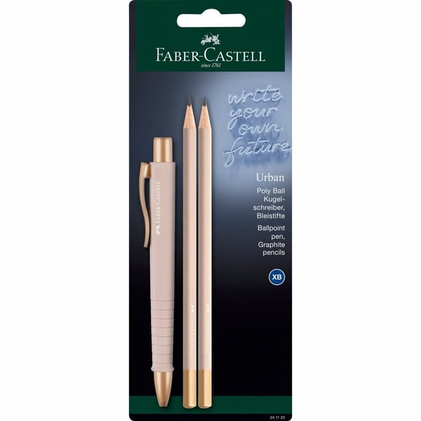 Faber-Castell 241123, Kuulakärkikynä, grafiittikynä, vaaleanpunainen, pyöreä, B, Blisteri