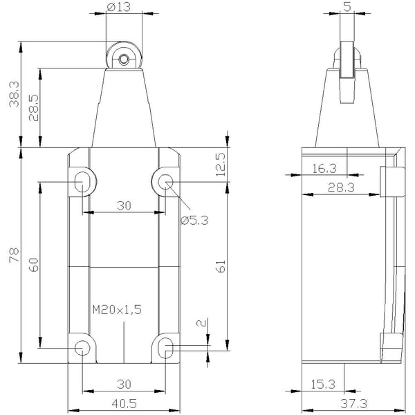 Siemens 3SE51120KD02 3SE5112-0KD02 Stopkontakt 6 A Rustfrit stål rulle, Rullestempel IP66, IP67 1 stk