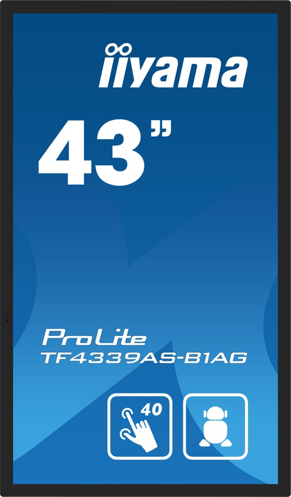 iiyama ProLite TF4339AS-B1AG - 43" Diagonal klass (42.5" visbar) LED-bakgrundsbelyst LCD-skärm - digital skyltning - med inbyggd mediaspelare och p...