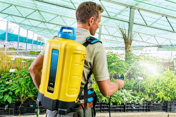 GLORIA 000067.0000, Rygghängd trädgårdsspruta, 12 l, 12 l, Blå, Gul, Plast, mässing