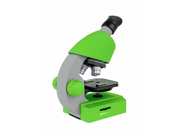 Bresser Optics Junior 40x-640x, Optinen mikroskooppi, vihreä, 640x, 40x, LED, paristo, paristo