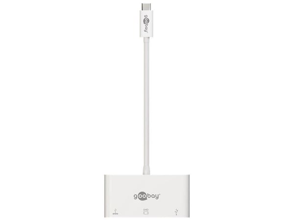 Goobay USB-C til VGA + USB-C + USB stasjon/replikator hvit (62100)