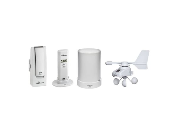 TFA-Dostmann WeatherHub, Ilmankosteus, Sadevesi, Lämpötila, Tuulen nopeus, Langaton, Wi-Fi, 868 MHz, -40 - 60 °C, LCD