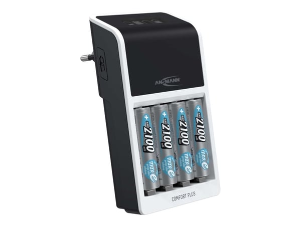 COMFORT PLUS + 4 X AA 2100MAH NIMH LADER TIL 1-4X AAA / AA TAI 1-2X AAA / AA OG 1X 9V-BLOCK