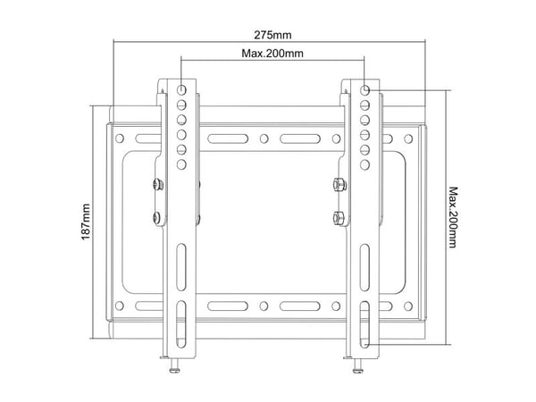 Montis Uchwyt TV Olimp MT013 13-42", 106,7 cm (42"), 75 x 75 mm, 200 x 200 mm, -12 - 0°, Terästä, Musta