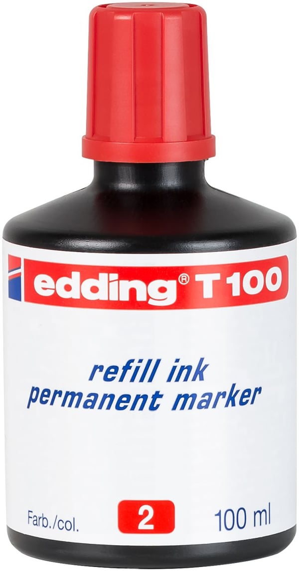 edding T 100 - Blekk - permanent - rød - 100 ml