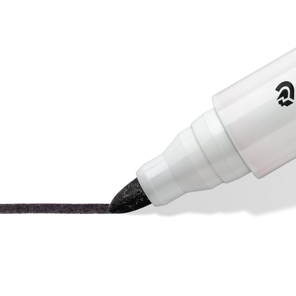 Valkotaulutussi STAEDTLER Lumocolor® 351, musta, pyöreä, 2 mm - 4 kpl laatikossa.