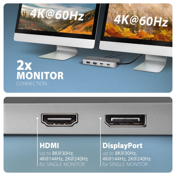 AXAGON HMC-CUB83X2 USB-C-hub 10Gbps 7-i-1 HDMI 4K/144Hz PD 100W