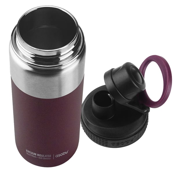 Asobu - Alpine Flask - Eristetty ruostumattomasta teräksestä valmistettu ulkokäyttöön tarkoitettu pullo 530ml burgundinpunainen väri