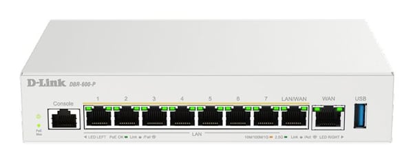 D-Link DBR-600-P/E yritysreititin, PoE, 8-porttinen kytkin, Dual-WAN VPN