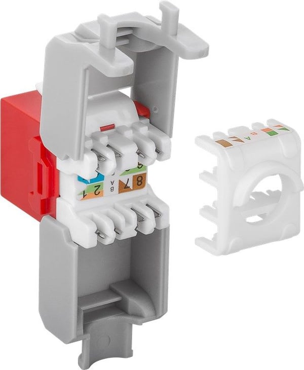 Goobay CAT 6A Keystone RJ45 pistorasia, UTP, 500 MHz - Väriversio Punainen