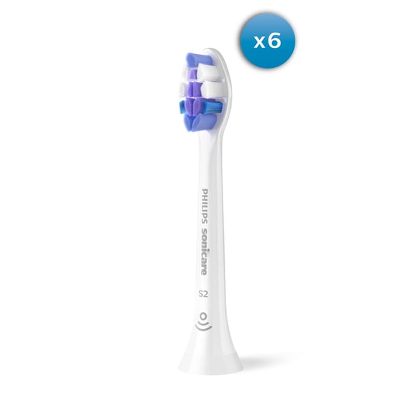 Philips Sonicare S2 Sensitive HX6056 - Utskiftningsbørstehode - for tannbørste - hvit (en pakke 6)