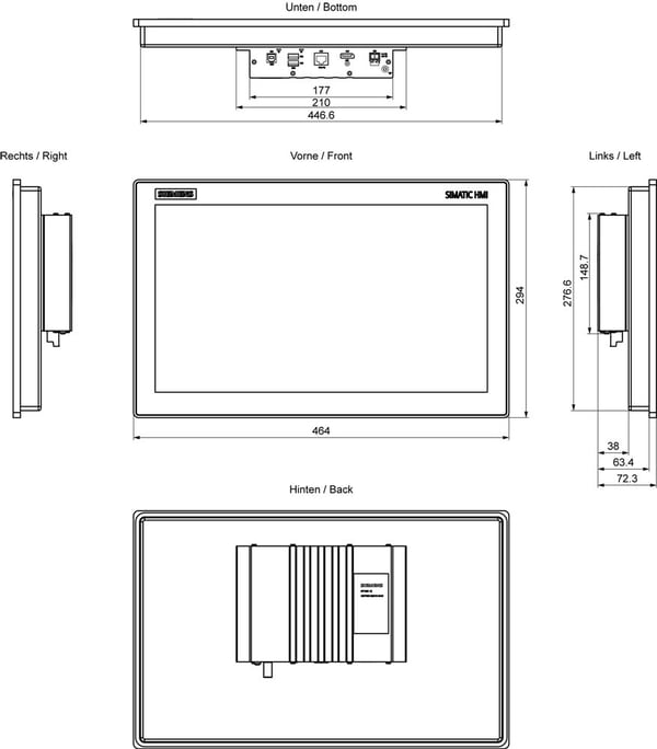 Siemens 6AV7863-6MA10-2AA0, 1080 x 1920 pixlar, 294 mm, 7 kg, 620 mm, 510 mm, 230 mm