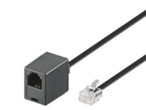Goobay 10m RJ-11 kabel, 10 m, RJ-11 M, RJ-11 FM, Svart, Hanstik, Hunstik