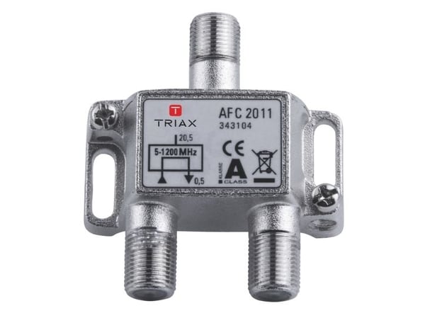 Triax 343104, Kaapelinjakaja, 75 ohm (O), 5 - 1218 Mhz, Metallinen, Hunstik, A
