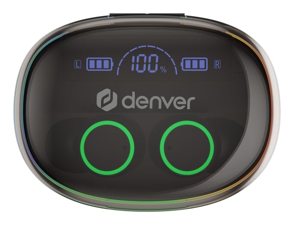 Denver TWE-55B, True Wireless Stereo (TWS), 20 - 20000 Hz, Puhelut/Musiikki, Kuulokkeet, Musta