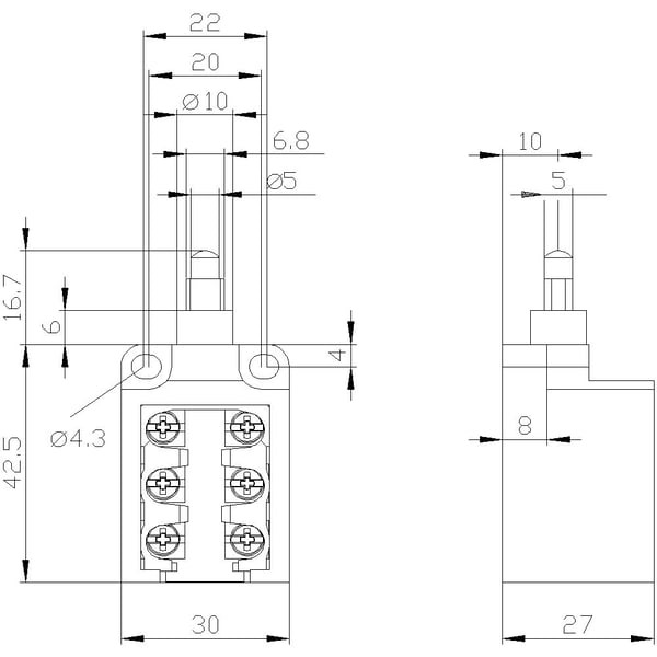 Siemens 3SE52500KC05 3SE5250-0KC05 Pysäytyskosketin 6 A Kytkentäpuskuri, metallipuskuri IP10 1 kpl