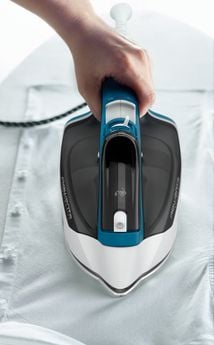 Rowenta EFFECTIVE 2, Tørr & dampstrykejern, Strykesåle i rustfritt stål, Svart, Blå, Hvit, Side, Tupp, 122 mm, 286 mm