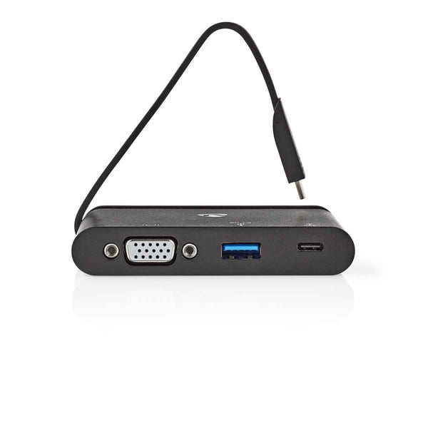 Nedis TCARF220BK - Hub - 1 x VGA + 1 x SuperSpeed USB + 1 x USB-C (strømlevering) - stasjonær