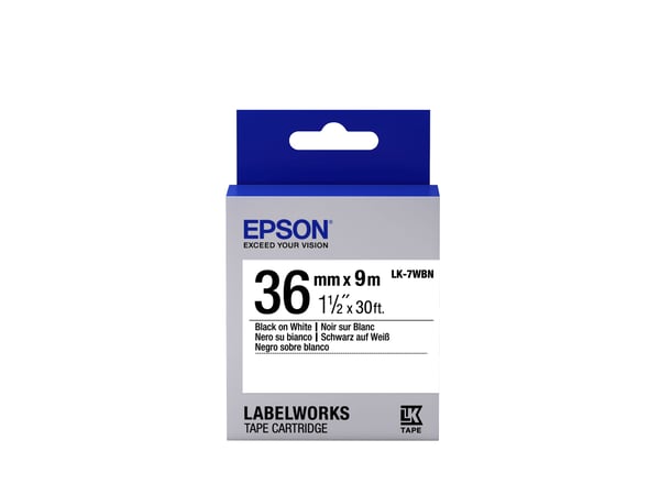 Epson LabelWorks LK-7WBN - Svart på hvitt - Rull (3,6 cm x 9 m) 1 kassett(er) merketape - for LabelWorks LW-1000P, LW-900P, LW-Z5000BE, LW-Z5010BE,...