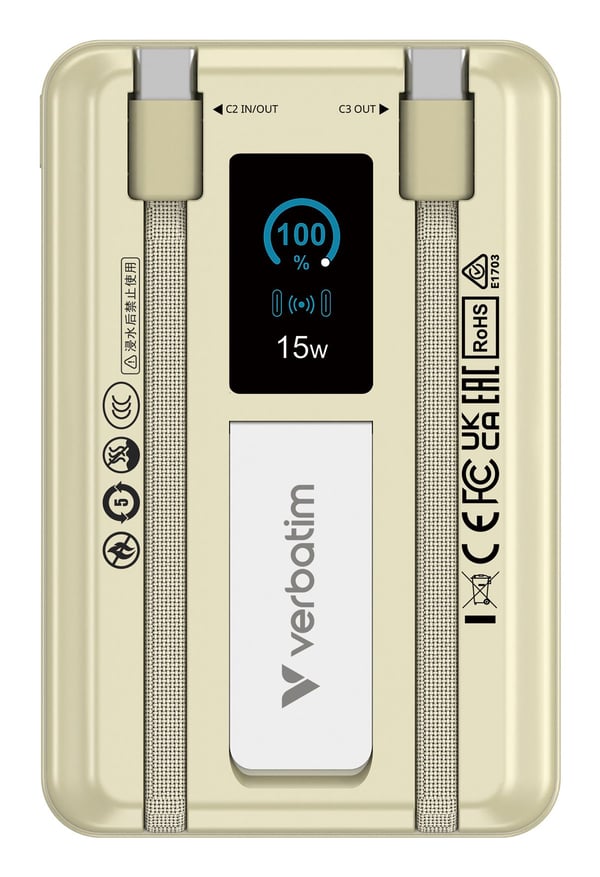 Verbatim 32274, 10000 mAh, Litium polymeeri (LiPo), Power Delivery 3.0, Quick Charge 3.0, Langaton lataaminen, 3,85 V, 52 W
