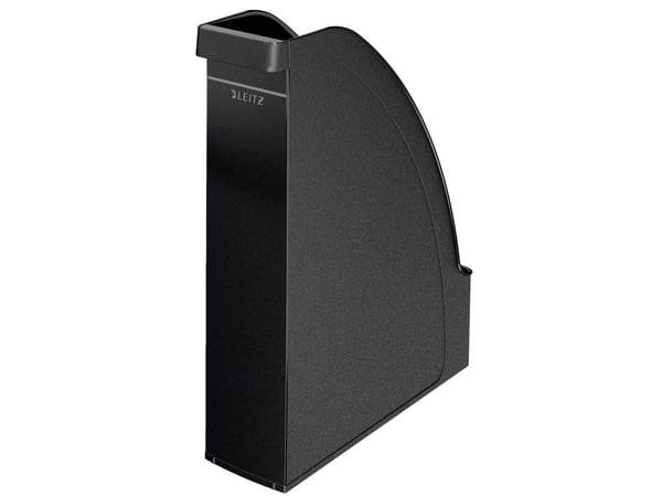 LEITZ mappe Plus, DIN A4, polystyren, sort, kapasitet: 70 mm, med innfelt grep, høy front (2476-00-95)