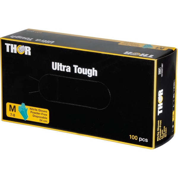 Kertakäyttökäsine, THOR Ultra Tough, M, vihreä, nitriili, puuteriton - (100 kpl)