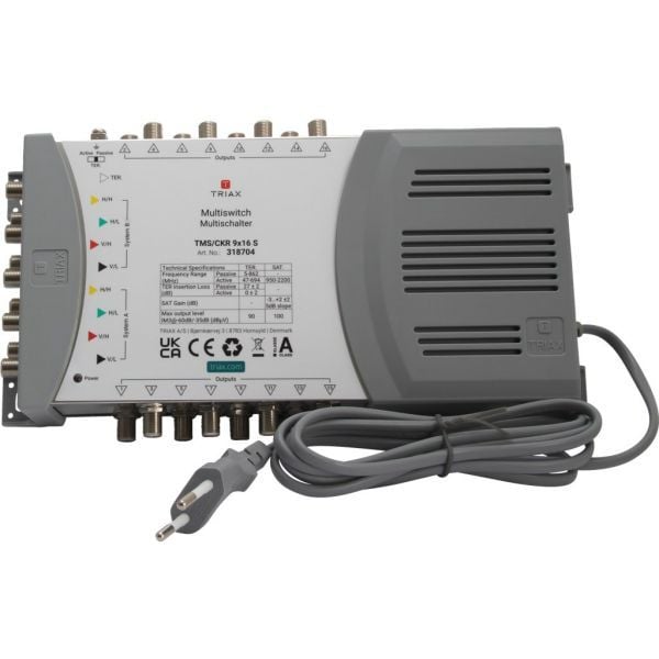 Triax TMS/CKR 9x16 S, 5 ingångar, 16 utgångar, 5 - 862 MHz, 950 - 2200 MHz, 10 dB, 10 dB