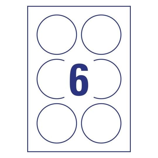 Avery 6229-10, Valkoinen, Pyöreä, Kiinteä, A4, Universaali, 6 kpl