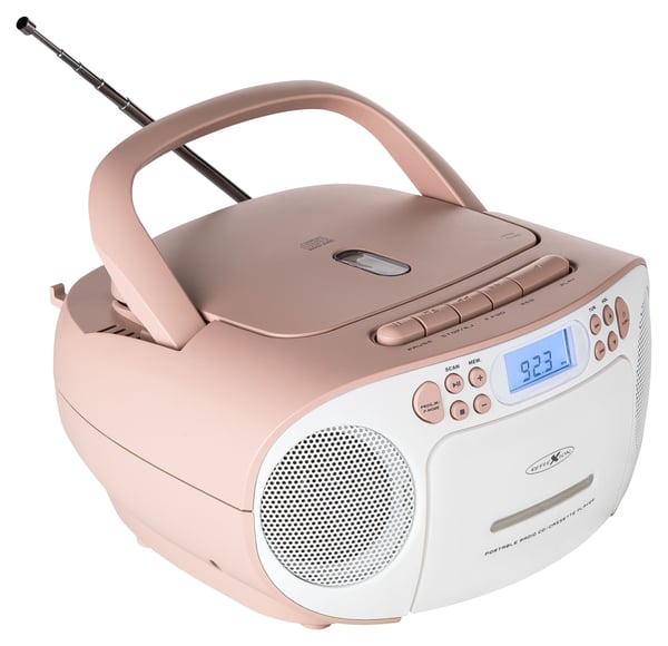 Reflexion RCR2260 bärbar CD-spelare FM PLL LCD, vit/rosa