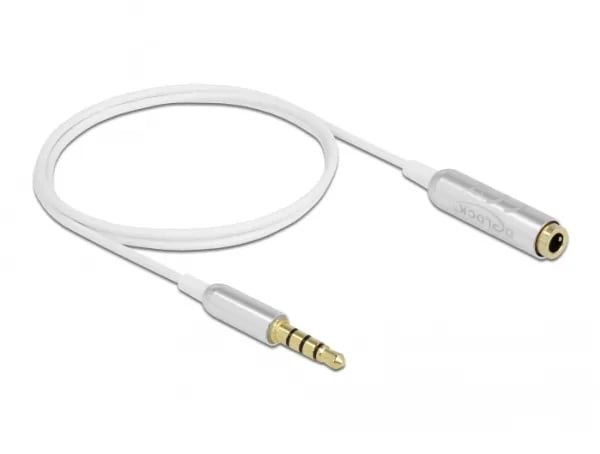 Delock - Lydforlengelseskabel - mini-phone stereo 3.5 mm hann til mini-phone stereo 3.5 mm hunn - 50 cm - hvit sølvfarge
