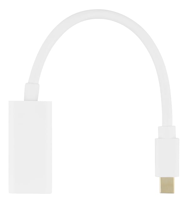 Deltaco Mini DisplayPort / HDMI -sovitin, 0,2 m, valkoinen, 0,2 m, Mini DisplayPort, HDMI, Uros, Naaras, Suora