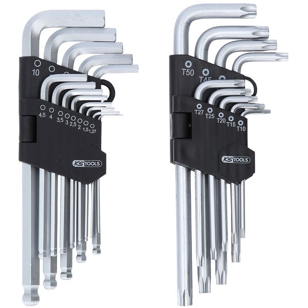 L-avaimen kuusiokolo ja Torx-sarja, 22 kpl, KS Tools