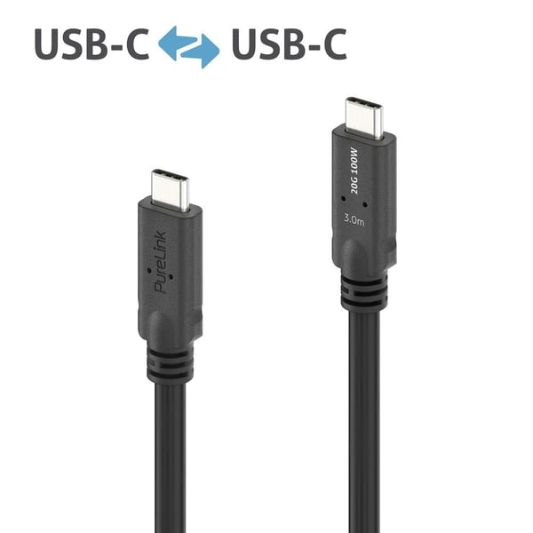 PureLink PureInstall MicroX4 - USB-kabel - USB-C (hane) till USB-C (hane) - USB4 Gen2x2 - 20 V - 5 A - 3 m - passiv, 8K30Hz stöd, 4K144Hz stöd, stö...