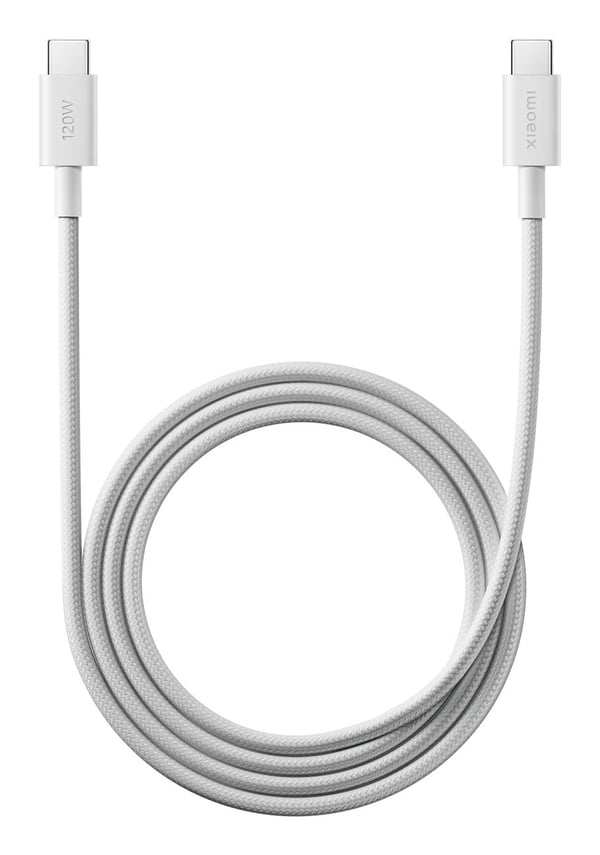 Xiaomi - USB-kabel - USB-C (hann) til USB-C (hann) - USB 2.0 - 6 A - 1 m - braided, Fast Charging up to 120W, secure - hvit