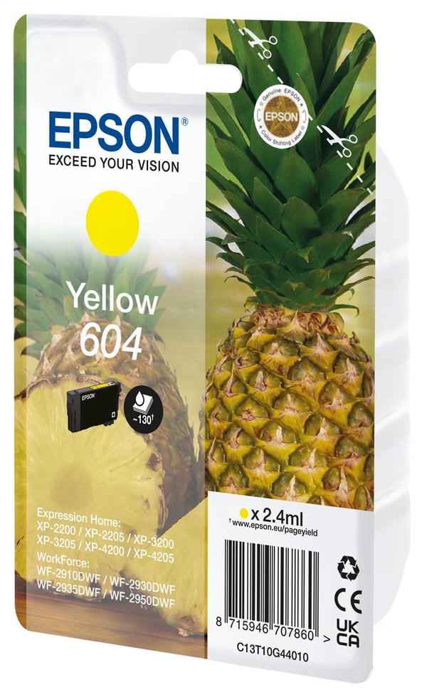 Epson Singlepack Yellow 604 Ink, Perusvärintuotto, Keltainen, 2,4 ml, 1 kpl, Kertapakkaus