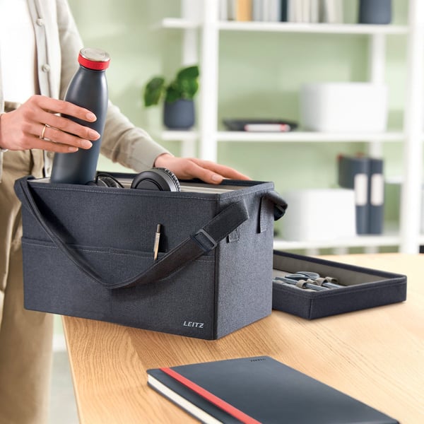Leitz Fabric kompakt oppbevaringsbag Clean Desk med lokk, Oppbevaringsbag, Grå, Rektangulær, Stoff, Monokromatisk, Voksen