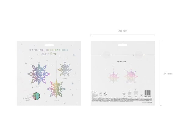 PartyDeco ZSC4-017, Dekorasjon, Papir, Snowflake (shape), 6 stykker